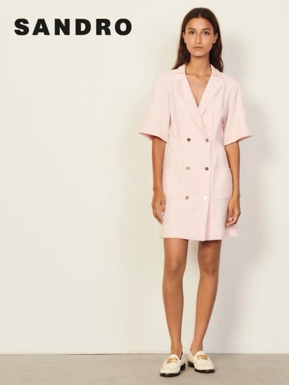 Sandro Pale Pink Textured Knit Top - Picture 6 of 7